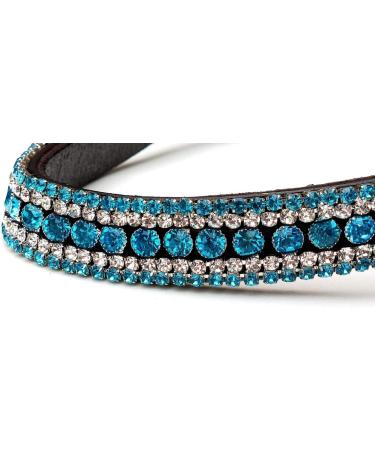 Equipride Turquoise Black Leather Cob Horse Browband with Rhinestones - Stylish Bow Shape | Shop Internationally - Buy Online on SooperMarket.com