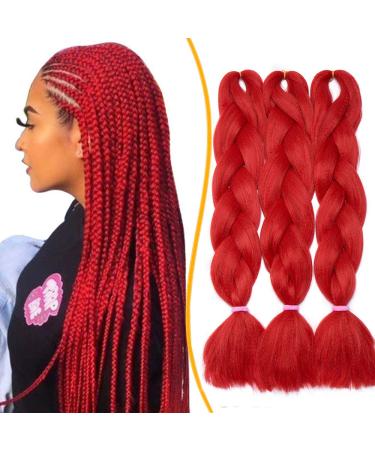 3PCS 24 "Afro Hair Extensions Braids Extensions Kunsthaar crochet braids afro braids synthetic braiding hair like real hair 100g/pcs 60cm red