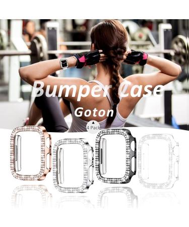 4 Pack Goton for Apple Watch Series 6 5 4 SE 40mm Bumper Bling Case Women Glitter Diamond Rhinestone Protector Cover for iWatch Accessories 40mm Clear Silver Black Rose Gold Clear+Silver+Black+Rose Gold(No Glass) 40mm - Buy Online on SooperMarket.com