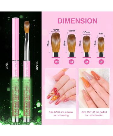 Saviland Kolinsky Acrylic Nail Brush Set - 4PCS Professional Size Brushes for Acrylic Nails Extension & Carving - Buy Online on SooperMarket.com