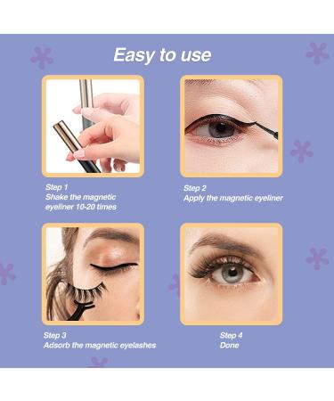 Ailun Magnetic Eyeliner and Eyelashes Kit - Volume Fluffy Natural Look - 5 Pairs Wispies Long Extension Lashes with Tweezers - Easy to Wear & Reusable - Buy Online on SooperMarket.com