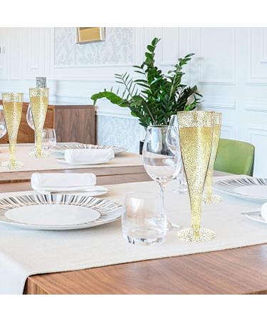 MR.FOAM Disposable Champagne Flutes - 6PC Gold Glitter Plastic glasses for Parties - 6.5 OZ - Buy Online on SooperMarket.com