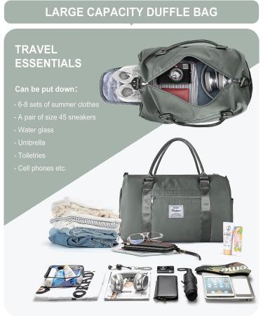 Womens Mens Gym Bag with Shoe Compartment & Wet Pocket - Large Waterproof Duffel for Travel, Sports, Gym, Yoga - Dark Green - Buy Online on SooperMarket.com
