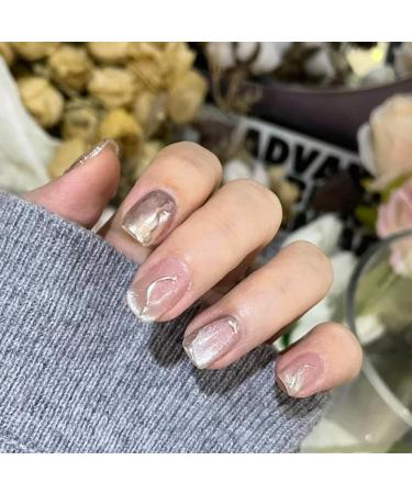 Cat Eye Gel Nail Polish White Silver Glitter Magnetic Gel Nail Varnish Holographic Sparkly Shimmer Crystal French Manicure Soak off UV/LED Lamp Nails Long Lasting Nail Art Manicure Salon DIY at Home - Buy Online on SooperMarket.com