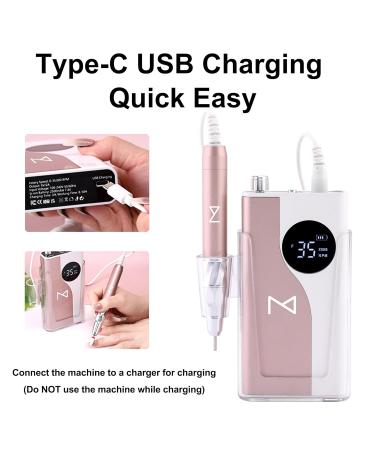 M - Ying Yang Brushless Nail Drill | 35K RPM Wireless Nail Art Tool | Ultra Quiet 85W Aluminum Alloy (Rose Gold - Buy Online on SooperMarket.com