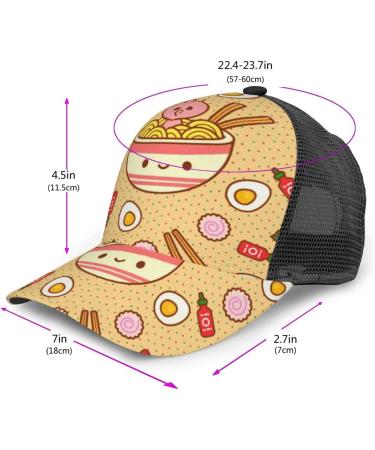OPSREY Delicious Sweet Ramen Printed Adjustable Mesh Baseball Cap Neutral Sports Cap Delicious Sweet Ramen 5-7 - Buy Online on SooperMarket.com