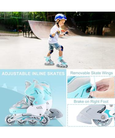 Wheelive Adjustable Inline Skates for Kids | Outdoor Roller Blades with Light-Up Wheels | Blue Small-Little Kid Size 11J-1.5 - Buy Online on SooperMarket.com