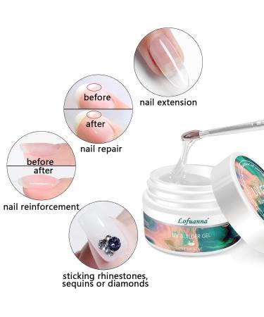 Builder Gel Lofuanna 15ml - Clear Self-Leveling Nail Thickening Solution with Nail Art Brush & File - Strengthen & Sculpt Natural Nails at Home & Professional Salon - Buy Online on SooperMarket.com