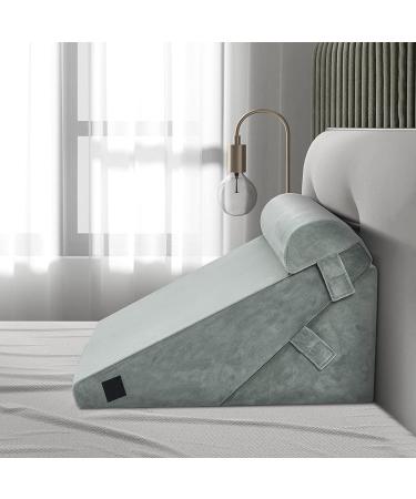Howhom Adjustable Memory Foam Bed Wedge Pillow - Orthopedic Incline Cushion for Snoring, Allergies, Reading, Sleeping, Acid Reflux - Reduce Neck and Back Pain - Grey - Buy Online on SooperMarket.com