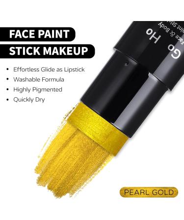 Go Ho Metallic Gold Face Paint Stick - 1.06 Oz, Washable & Non-toxic Cream Body Paint for Adults/Children, Theater, Halloween, SFX, Cosplay - Pearl Gold Finish - Buy Online on SooperMarket.com