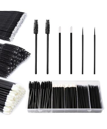 300Pcs Disposable Mascara Wand Lip Wands Set Black Micro Applicators Brushes Set Disposable Makeup Tool Kit with Organizer Box 100 Pcs/Eyelash Brush/100 Pcs Lip Brushes/100 Pcs Micro Makeup Brushes