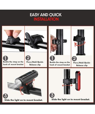 Bike Headlight and Rear Light Set - USB Rechargeable, Super Bright & Waterproof - Ideal for Road Cycling and MTB - Apremont - Buy Online on SooperMarket.com