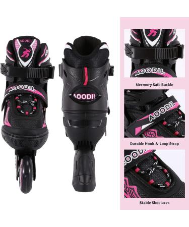 Rollingsurfer Adjustable Inline Skates - Full Light Up Wheels - Beginner Roller Blades for Kids & Adults - Pink - Large Size (5-9) - Buy Online on SooperMarket.com