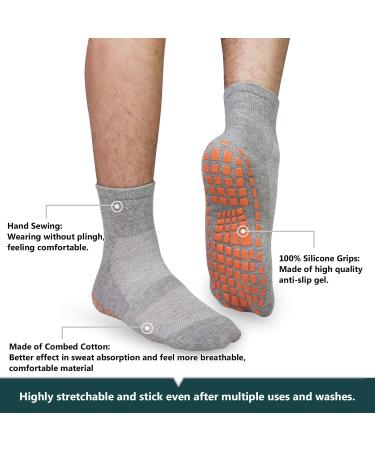 Men's Non Slip Gripper Socks 3-Pack - Black/Gray/Navy Blue - Size 13-15 | Ideal for Yoga, Pilates, Hospital, Tile & Wood Floors - Buy Online on SooperMarket.com