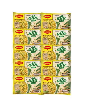 Maggi Vegetable Atta Noodles |75G | Noodles with 20 Spices & Herbs | Quick Cook Ready in 2 Minutes | Instant Mix Noodles | (Pack of 10)
