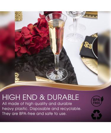 96 Disposable Crystal Cut Plastic Champagne Flutes - Unbreakable Clear Glasses for Parties and Events - 5.5oz - Buy Online on SooperMarket.com
