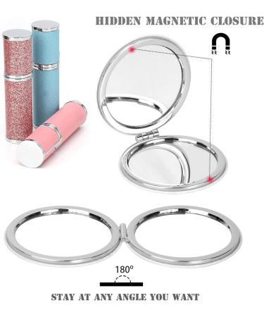 YTZJ Direct Portable Pocket Makeup Mirror for Girls Women Men White Delicate Travel Cosmetic Mirror 1X & 2X Magnification Foldable 2-Sided Beauty Compact Vanity Mirror with 3D Shell Pattern - Buy Online on SooperMarket.com