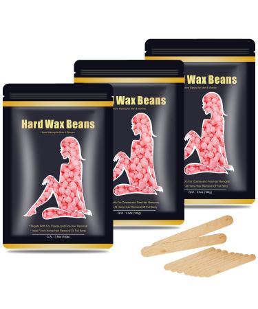 Hard Wax Beads for Hair Removal, Waxing Beads For Brazilian Waxing, Wax Beans For Sensetive Skin, Painless Wax Beans (300g/10.5oz) with 10pcs Applicators - Coarse Body Hair Formula Wax Beads, At Home Waxing Beans for Men a…