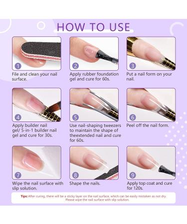 Saviland Builder Nail Gel Kit - All-In-One Hard Gel Extension Kit with Clear Builder Gel, Base Gel, Rubber Base & Nail Forms - Manicure Starter Kit for Home DIY - Buy Online on SooperMarket.com