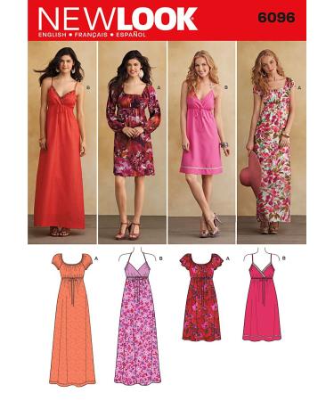 Simplicity New Look Pattern 6096 Misses Dresses with Length and Sleeve Variations Sizes 4-6-8-10-12-14-16