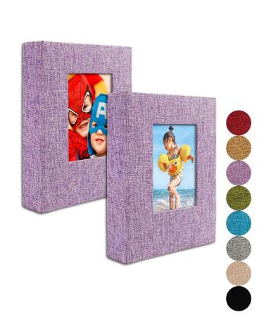 Photo album Klein 10x15-clear pages linen cover with front window 2 pack every small album takes 52 photos small brag book photo album for 10x15 pictures Lilac violet fabric linen 10x15-2 pack purple violet