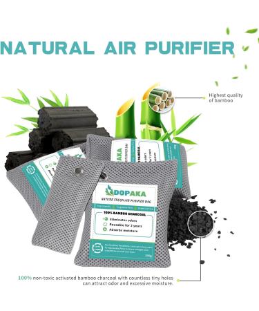 Nature Fresh Activated Charcoal Air Purifier Bags - Odor Eliminator Moisture Absorber & Natural Car Freshener (4 Pack 200g Each) - Perfect for Home Pets Shoes & Closets - Buy Online on SooperMarket.com