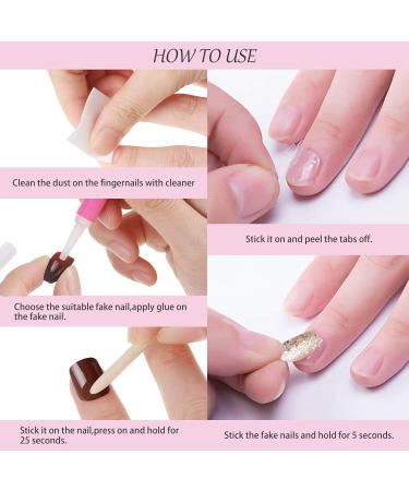 Kalolary 144PC False Nails Set - Complete Acrylic Fingernails with Nail Glue Stickers for Women & Girls | DIY Nail Art & Decoration - Buy Online on SooperMarket.com
