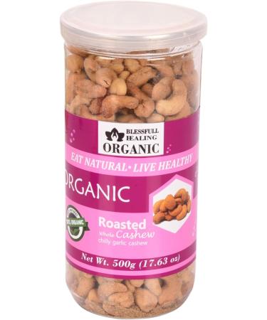 Blessfull Healing Organic Natural Vegan Chilly Garlic Roasted Whole Cashew Nuts Crunchy Kaju 500 Gram - Buy Online on SooperMarket.com