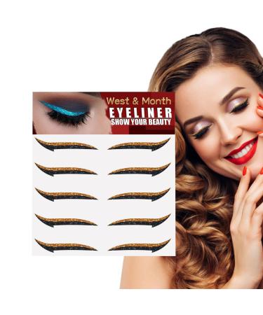 Glitter Eyeliner Stickers for Eyes | Sparkle Instant -Adhesive Eyeliner Stencil 5 Pairs | Makeup Eyeliner Stickers Sticker Eyeliner for Eye Makeup Tool Eyeliner Tool Dalynn Orange (Five Pairs)