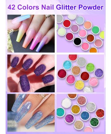 Professional Acrylic Nail Kit for Beginners - 42 Colors, Glitter Powder, Monomer Liquid, Drill, UV Light & Bag Case - Buy Online on SooperMarket.com