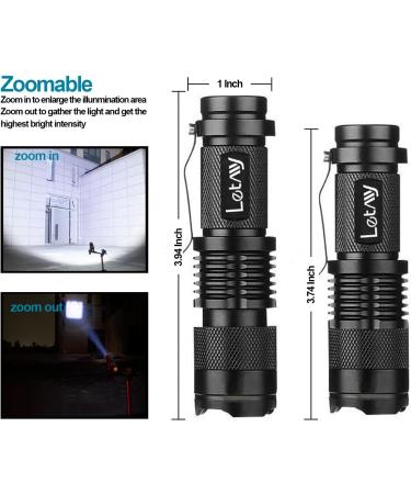 LETMY Tactical Flashlight - Super Bright LED Mini Flashlights with Belt Clip, Zoomable, 3 Modes, Waterproof - 2 Pack for EDC, Gift, Hiking, Camping, Hurricane & Power Outage - Buy Online on SooperMarket.com