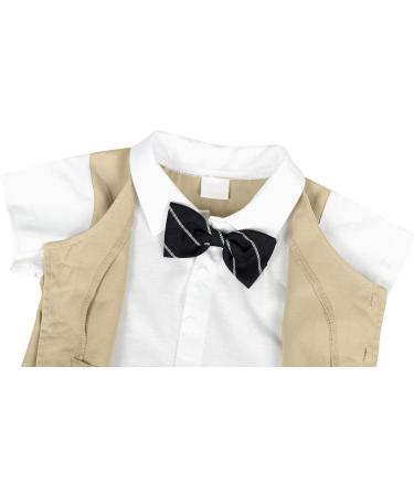 AmzBarley Baby Boys Gentlemans Tuxedo Romper Suit | Khaki 104 | 12-18 Months - Buy Online on SooperMarket.com