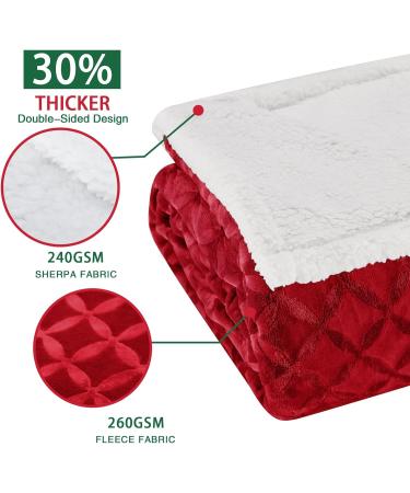 Red Sherpa Christmas Throw Blanket - Cozy Fluffy Reversible Flannel Fleece - 50x60 inches - Perfect for Couch, Sofa, Bed - Warm & Plush - Buy Online on SooperMarket.com