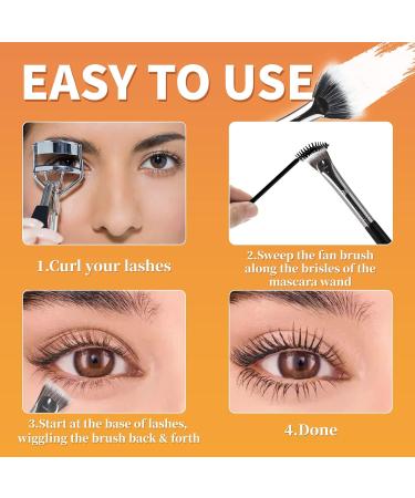 3PCS Mascara Fan Brush Set | INENK Eyelash Separator & Comb for Clump-Free Application | Perfect Eyebrow & Lash Tools for Natural Lift - Buy Online on SooperMarket.com
