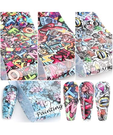 Luxury Graffiti Nail Foils Transfer Stickers - 10PCS Style 8 - Buy Online on SooperMarket.com