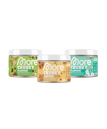 More Nutrition Chunky Flavour 3 Series Bundle 3 x 150 G Vanilla Chocolate Chip Cookie Hazelnut Nougat Pralin White Almond Coconut Mixed (Vanilla Chocolate Chip Cookie White Almond Coconut Hazelnut Nougat Praline)