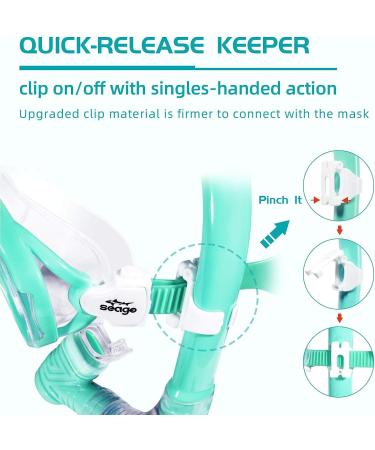 Kids Snorkel Set - 2 Pack Dry Top Mask & Gear for Boys Girls | Anti-Fog, Panoramic View, No Leak Mouthpiece | Scuba Diving & Swimming Equipment with Mesh Bag - Blue & Light Green - Buy Online on SooperMarket.com
