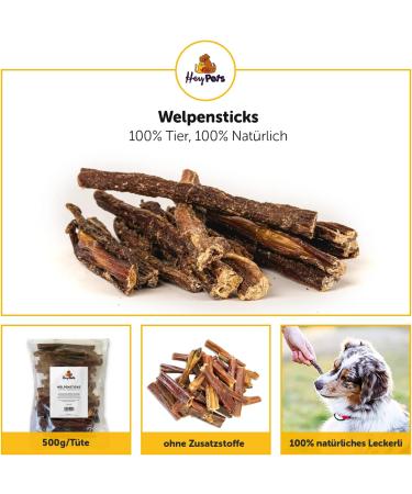 Hey Pets Puppy Sticks - Natural Grain-Free Chewing Bones for Small Dogs & Puppies | 100% Premium Cattle | 500g Dental Care Treats | International Shipping - Buy Online on SooperMarket.com