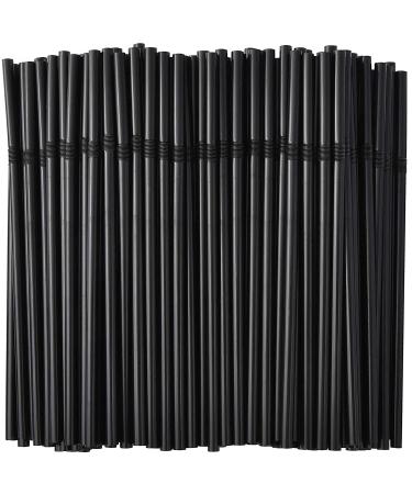 ALINK 500-Pack Black Flexible Drinking Straws Plastic Disposable Bendy Straws - 7.75" x 0.23"
