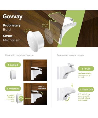 Child Safety Cupboard Locks Magnetic - 8 Locks + 2 Keys - Adhesive Baby Proofing for Cabinets/Drawers - No Tools/Screws Needed - Buy Online on SooperMarket.com