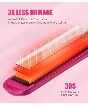 Terviiix Mini Flat Iron for Short Hair/Bangs - 0.5'' Portable Ceramic Straightener in Pink - Buy Online on SooperMarket.com