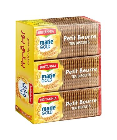 BRITANNIA Marie Gold Petit Beuree Cookies 15.87oz (450g) - Crispy Tea Time Snack - Delicious Healthy Grocery Cookies - Suitable for Vegetarians (Pack of 1)