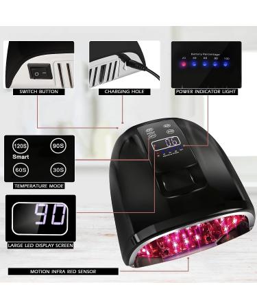 90W Professional Wireless UV LED Nail Lamp Gel Curing Dryer with 45 Beads and LCD Display - Black - Buy Online on SooperMarket.com