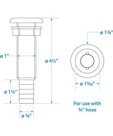 Seachoice 3/4 ID Polypropylene Extra Long Thru-Hull Connector - White Finish - Buy Online on SooperMarket.com