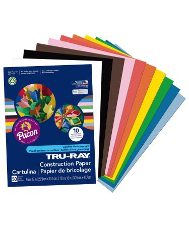 Tru-Ray Construction Paper P103031  10 Classic Colors  9 x 12  50 Sheets Assorted