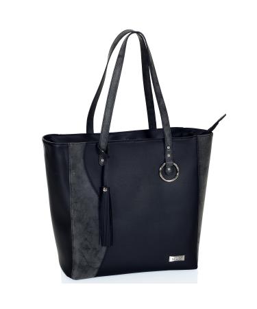 LCP Kids Diaper Bag Eco Leather Ladies Handbag Scratch-Resistant 15 l Volume Black
