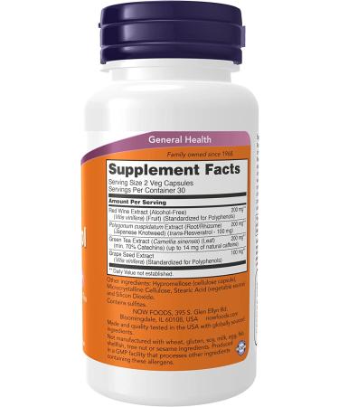 Now Foods Natural Resveratrol 50 mg - 60 Veg Capsules | Antioxidant Support - Buy Online on SooperMarket.com