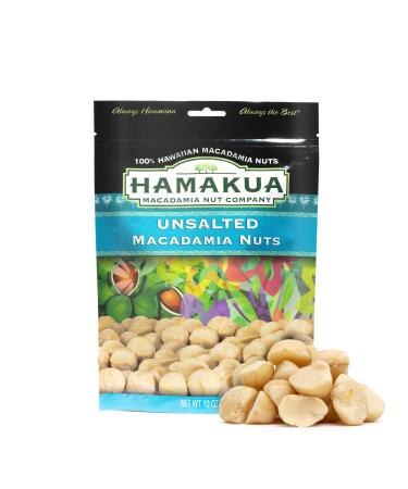Hamakua Macadamia Nuts - Unsalted Hawaiian Grown Dry Roasted Half and Whole Macadamias without Salt - Natural Eco-Friendly Large Macadamia Nuts (10 oz Pouch)