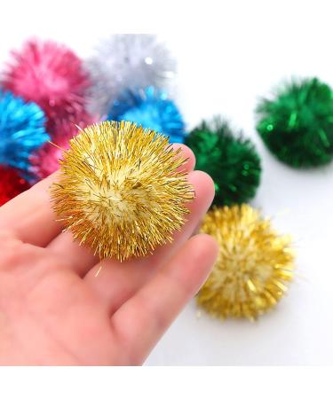 Voviggol 20-Pack Sparkle Cat Balls - Large Glittering Pom Pom Toys for Indoor Kittens - Fuzzy Colorful Balls - Buy Online on SooperMarket.com