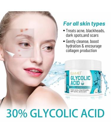 Glycolic Acid Pads 30% - 50 Count for Face | Salicylic Acid Peel Exfoliating Pads for Dark Spots & Acne | Resurfacing Pads - Buy Online on SooperMarket.com